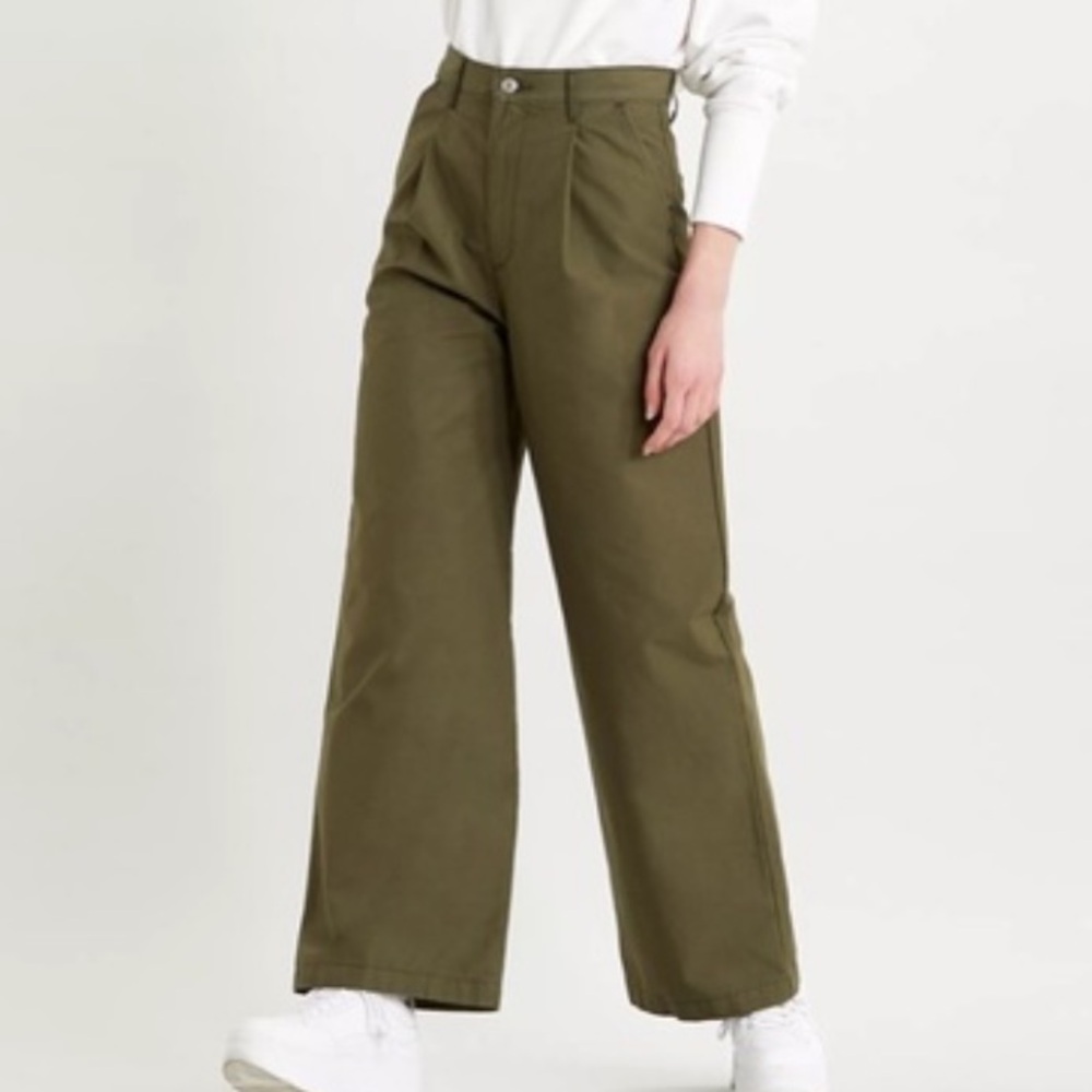 Dark Green “High Loose”  Levi Wide Leg Casual Pants